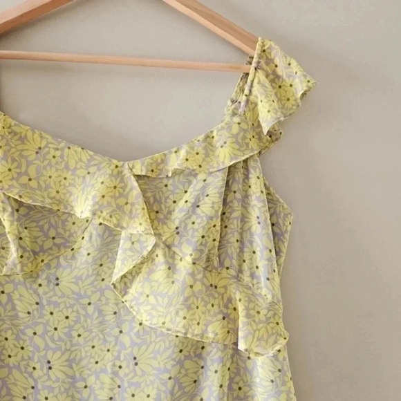 Nanette Lepore Women's Floral Ruffled Midi Dress In Lemon Meringue Size  16. - Picture 11 of 15
